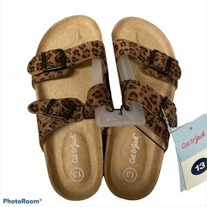 Cat & Jack Girl’s Double Buckle Leopard Print Sandals